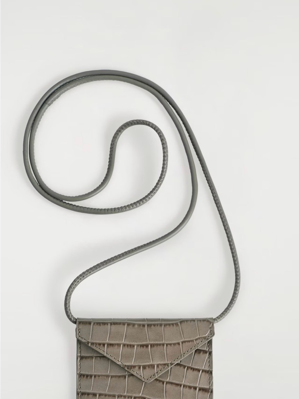 COS Croc Effect Leather Card Holder - Beige - Picture 3 of 3
